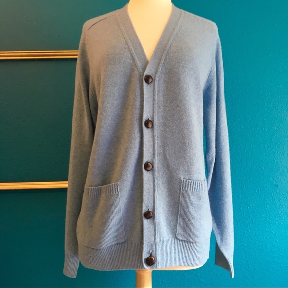 L.L. Bean Sweaters - NWT LL Bean baby blue lambswool cardigan, sz M